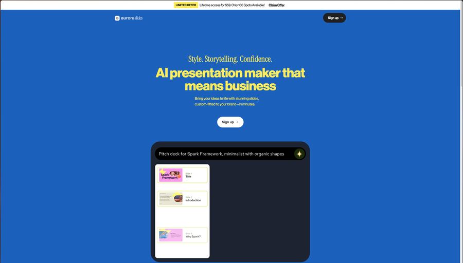 Aurora Slides public homepage
